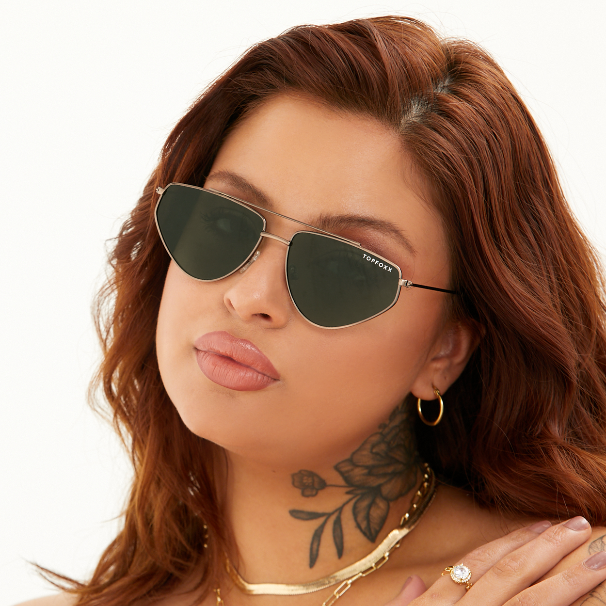 Hasta La Vista Dark Green Geometric Cat Eye Sunglasses