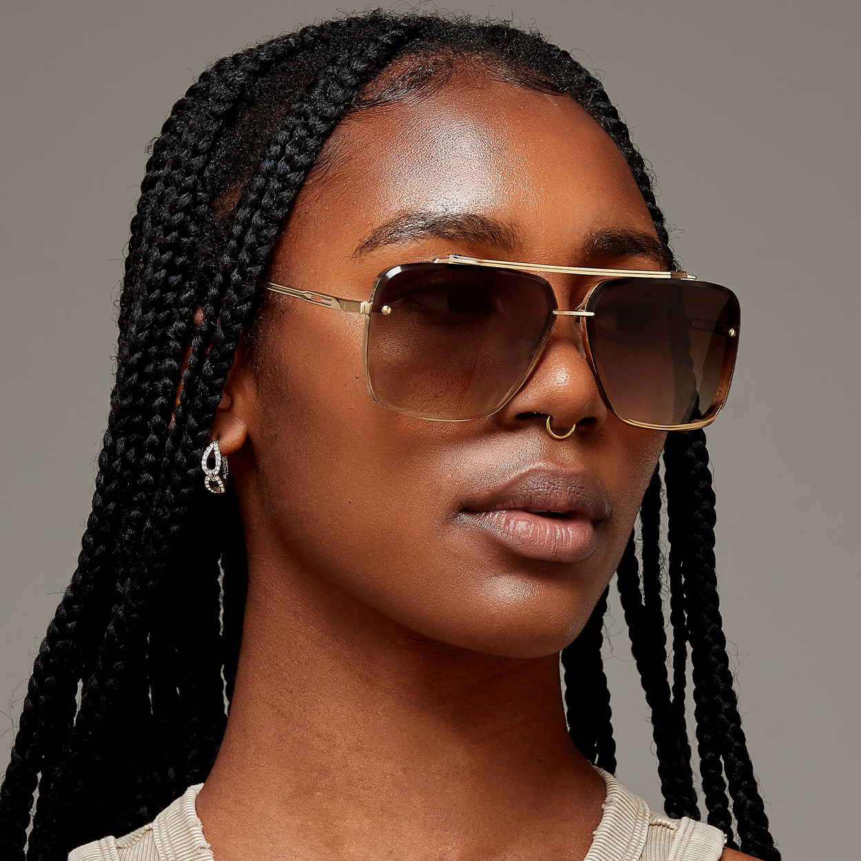 Bella Coffee Tangle Free Aviator Sunglasses Nose Pads