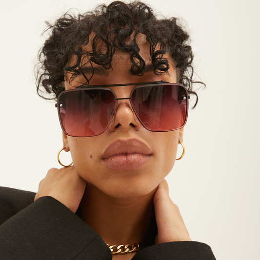 Bella Ruby Oversized Squared Aviators Sunglasses Collection