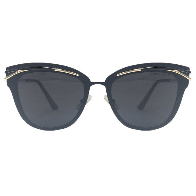 TopFoxx Candy Sunglasses Black Eyebrow Frame Smoke Lens