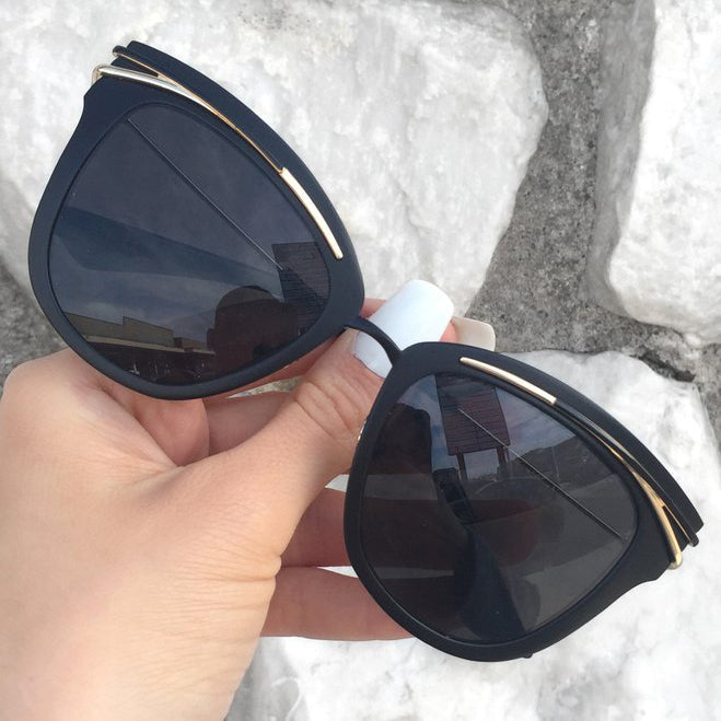 TopFoxx Candy Sunglasses Black Eyebrow Frame Smoke Lens
