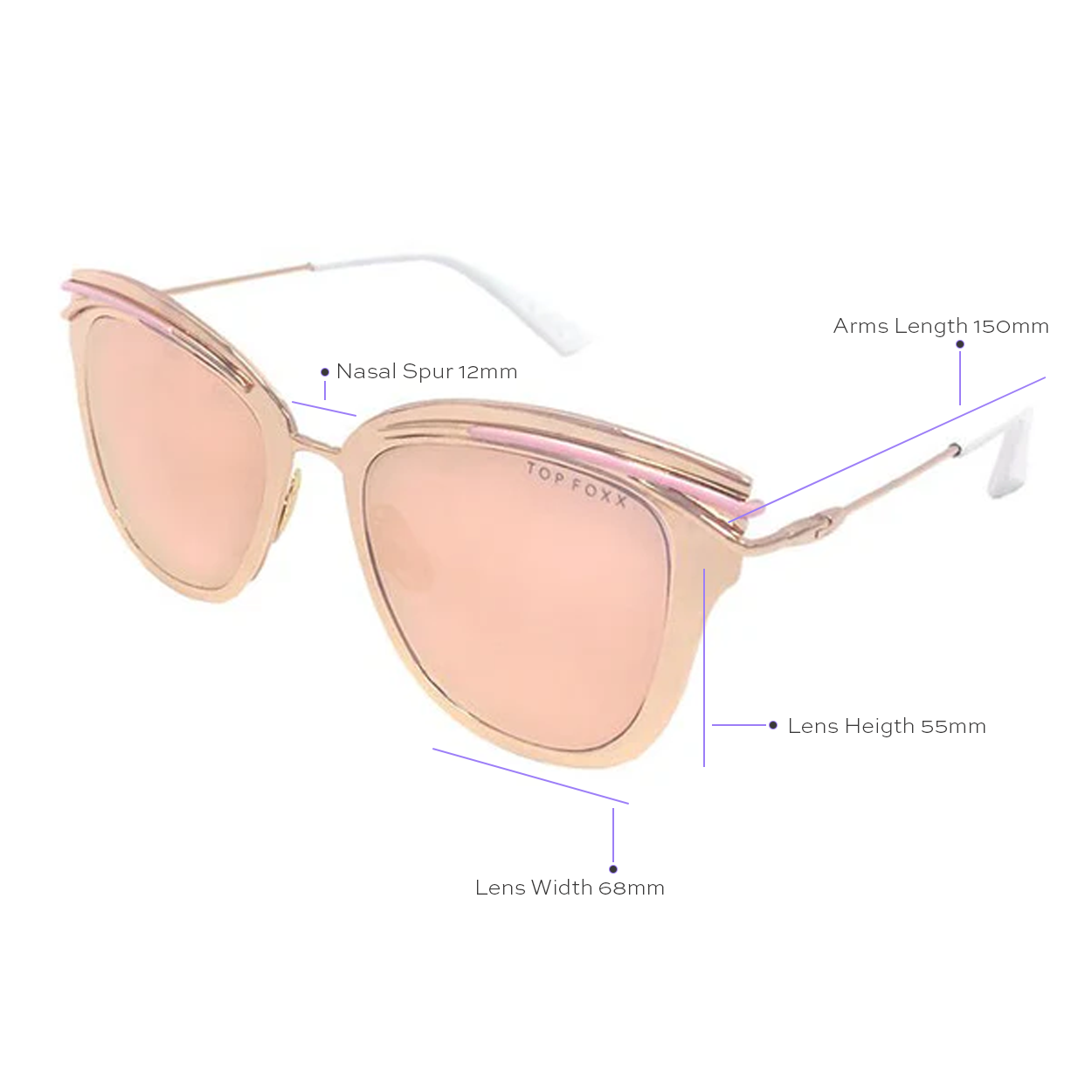 Candy Rose Gold Reflective Sunglasses For Women Celebrities