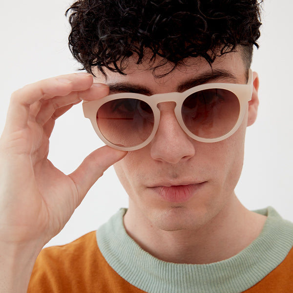 Chelsea Nude Sunglasses Gradient Lens Round Brow Bar