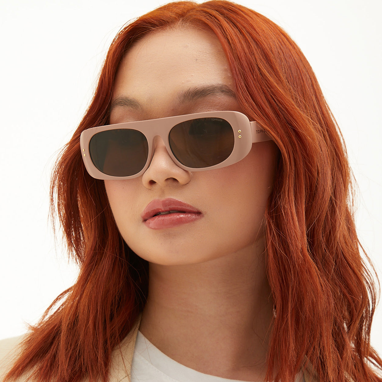 Claim It Pink Rectangular Sunglasses With UV Protection