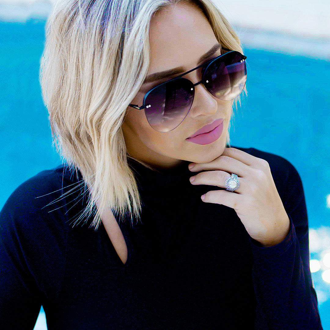 Megan 2 Faded Black Metal Aviator Sunglasses Limited