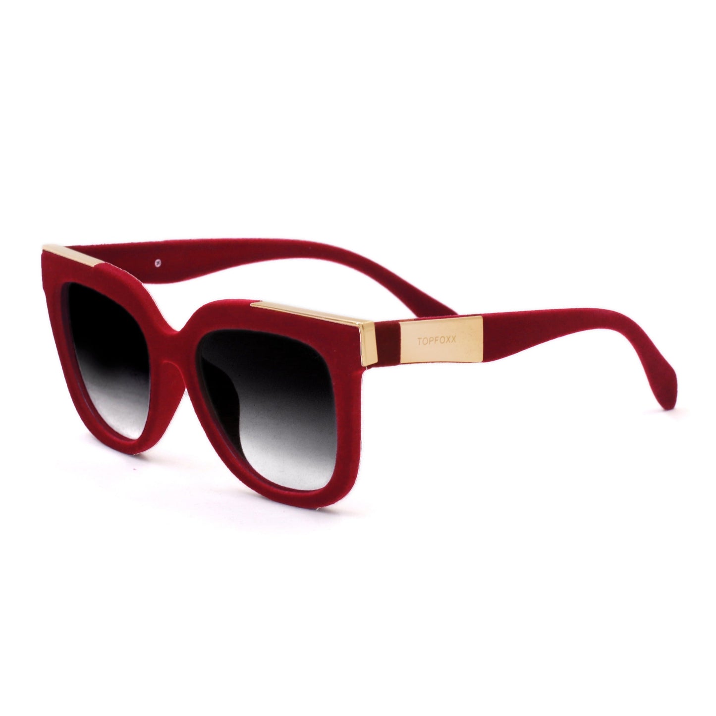 Coco Red Velvet Frame Black Lens Wayfarer Sunglasses
