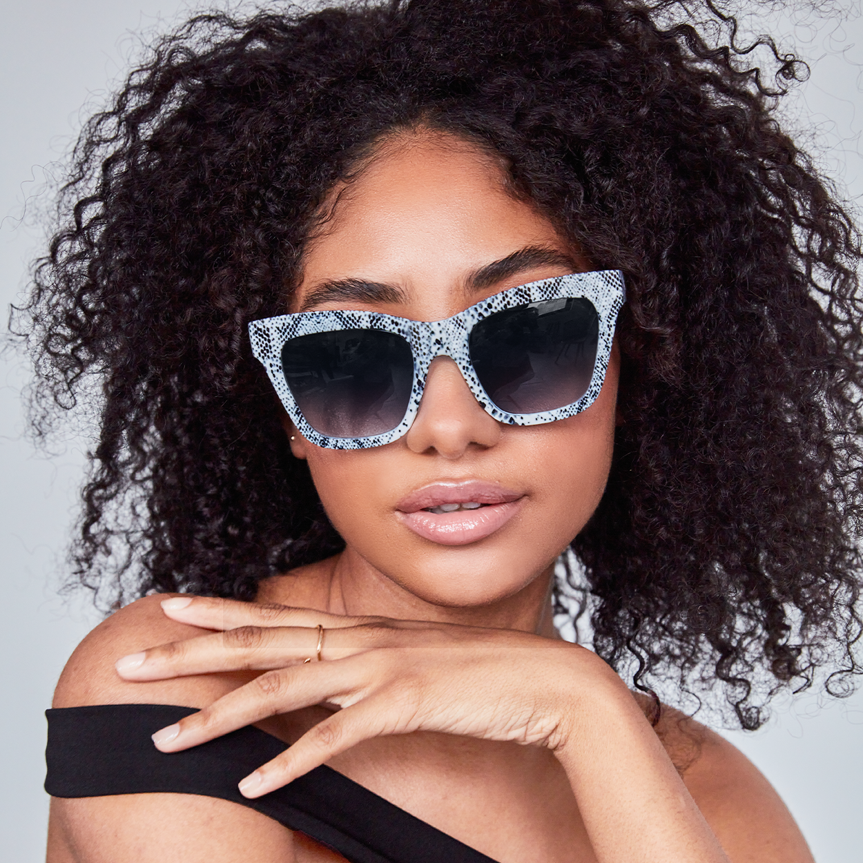 Cosmo Snake Cat Eye Sunglasses Oversize Matte Rubber Finish