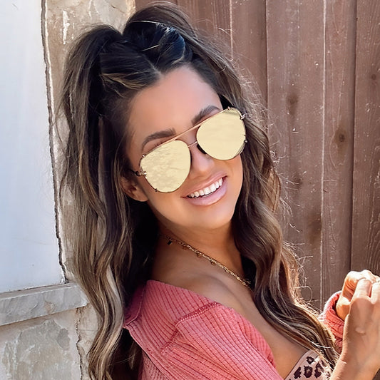 Cristina Tangle Free Mirrored Brown Aviator Sunglasses