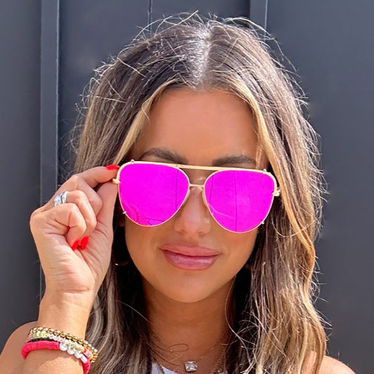 Cristina Tangle Free Mirrored Pink Aviator Sunglasses