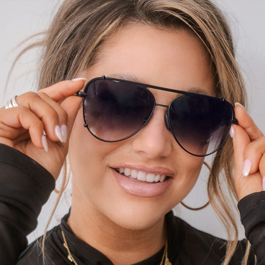 Cristina Tangle Free Faded Black Aviator Sunglasses