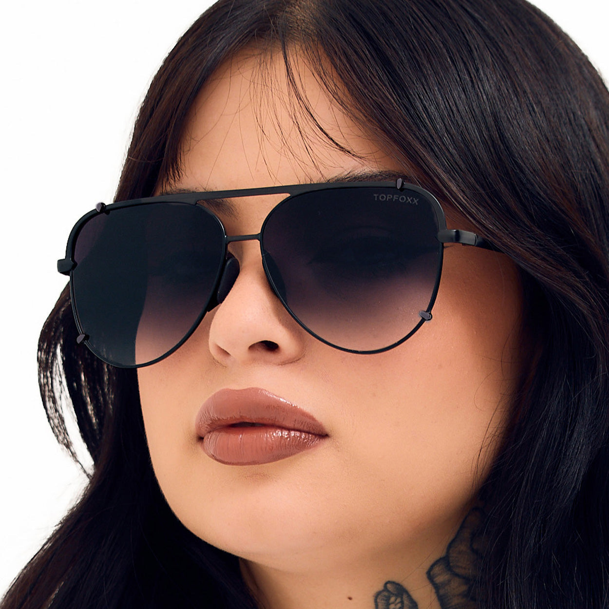Cristina Tangle Free Faded Black Aviator Sunglasses