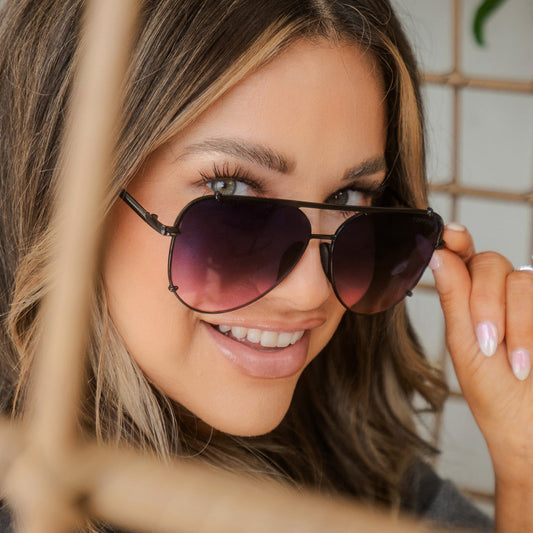 Cristina Tangle Free Aviator Sunglasses Faded Purple Pink