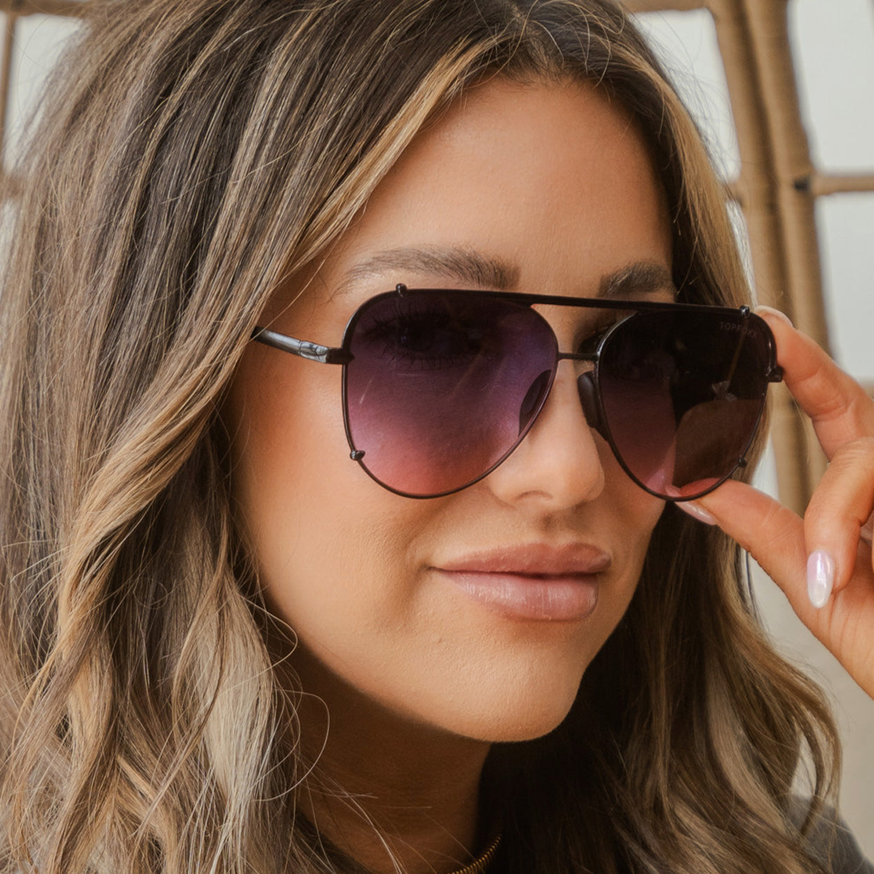 Cristina Tangle Free Aviator Sunglasses Faded Purple Pink
