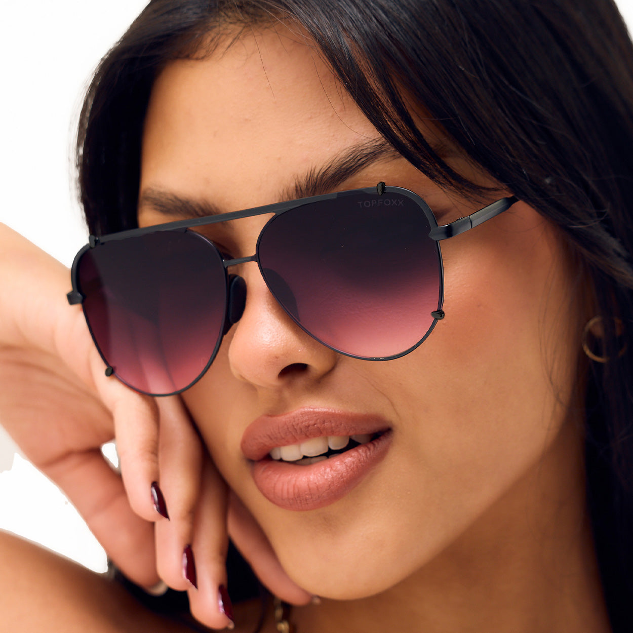 Cristina Tangle Free Aviator Sunglasses Faded Purple Pink