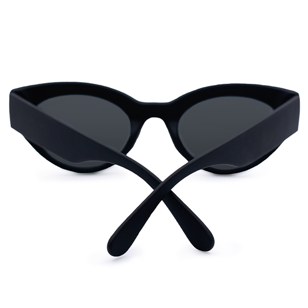 Sustainable Elizabeth Black Oval Cat Eye Sunglasses
