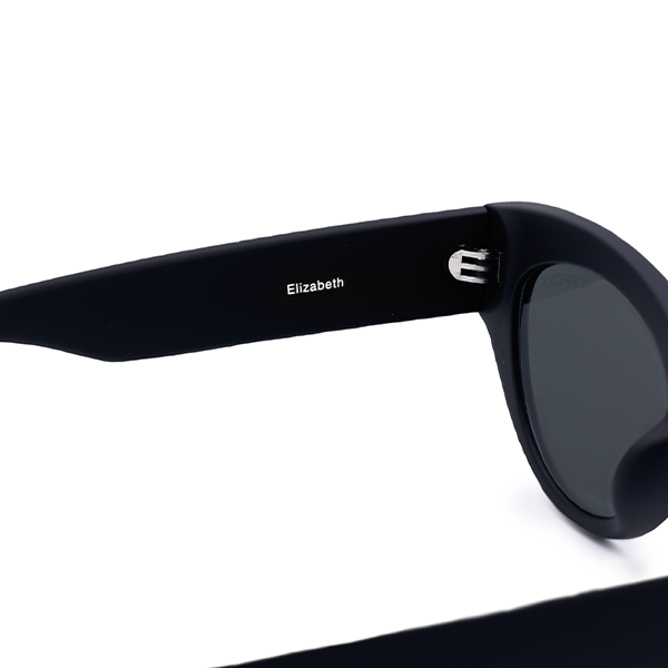 Sustainable Elizabeth Black Oval Cat Eye Sunglasses