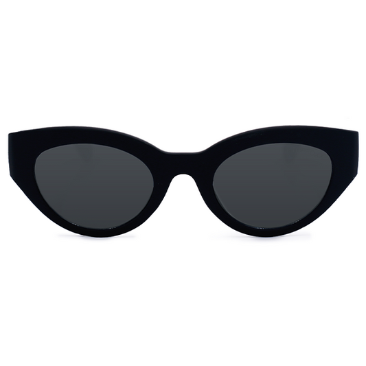 Sustainable Elizabeth Black Oval Cat Eye Sunglasses