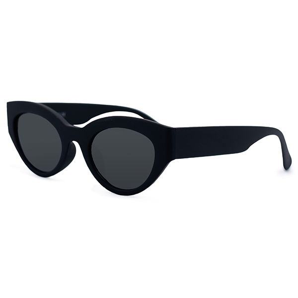 Sustainable Elizabeth Black Oval Cat Eye Sunglasses