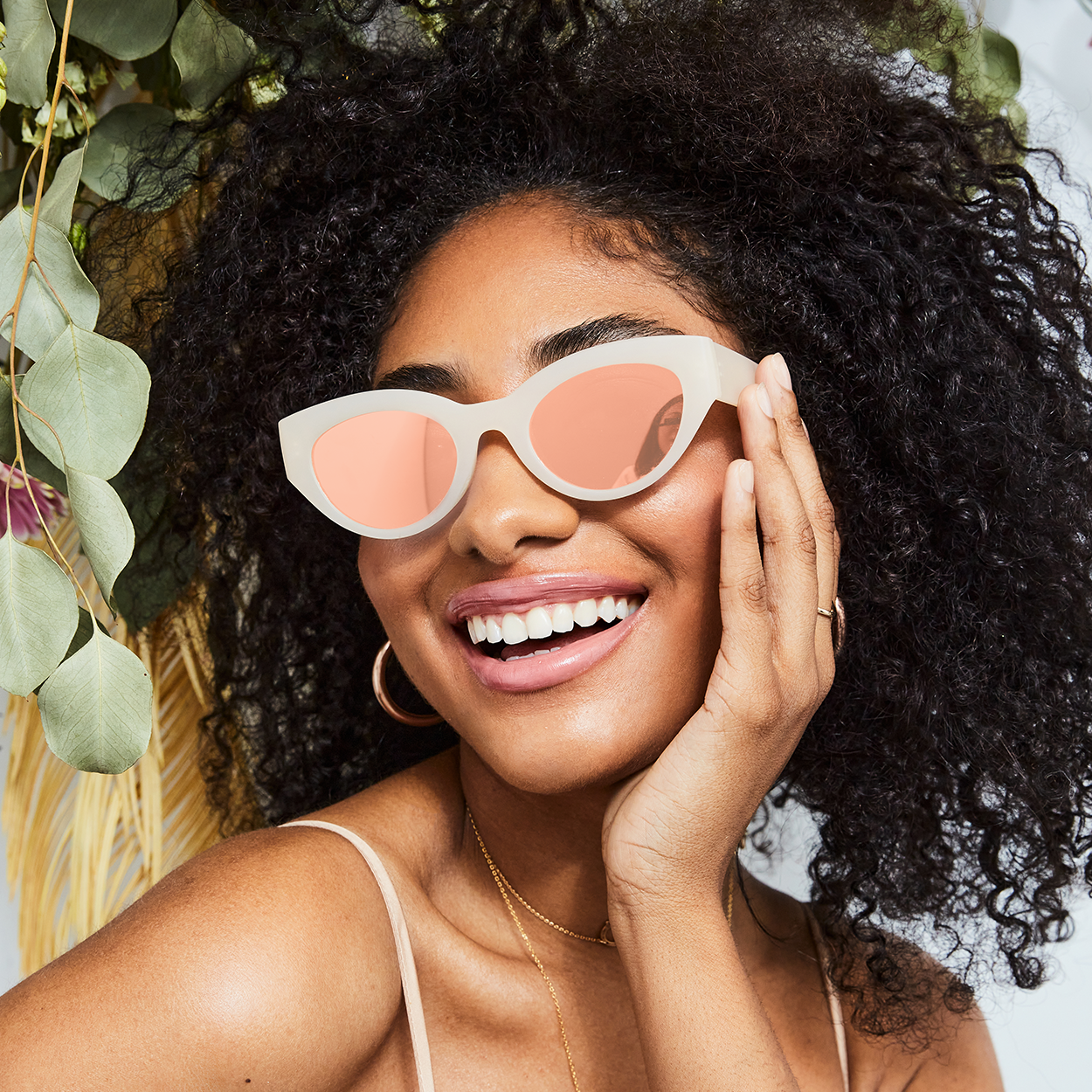 Elizabeth Rosegold Oval Cat Eye Sunglasses For Small Faces