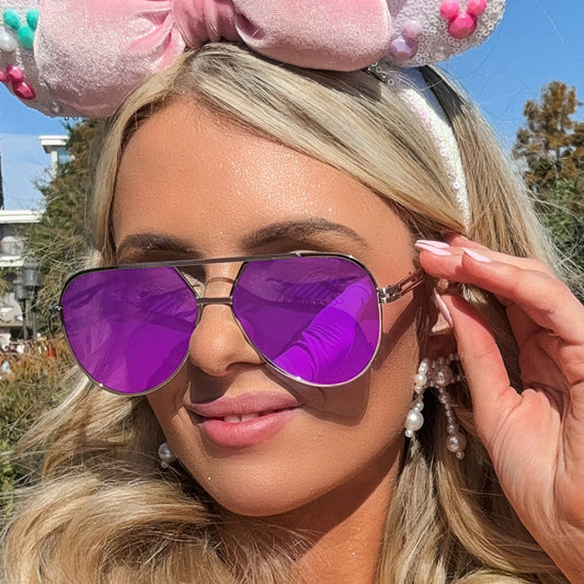 Untangled X Emily Rose Mirrored Purple Aviator Sunglasses