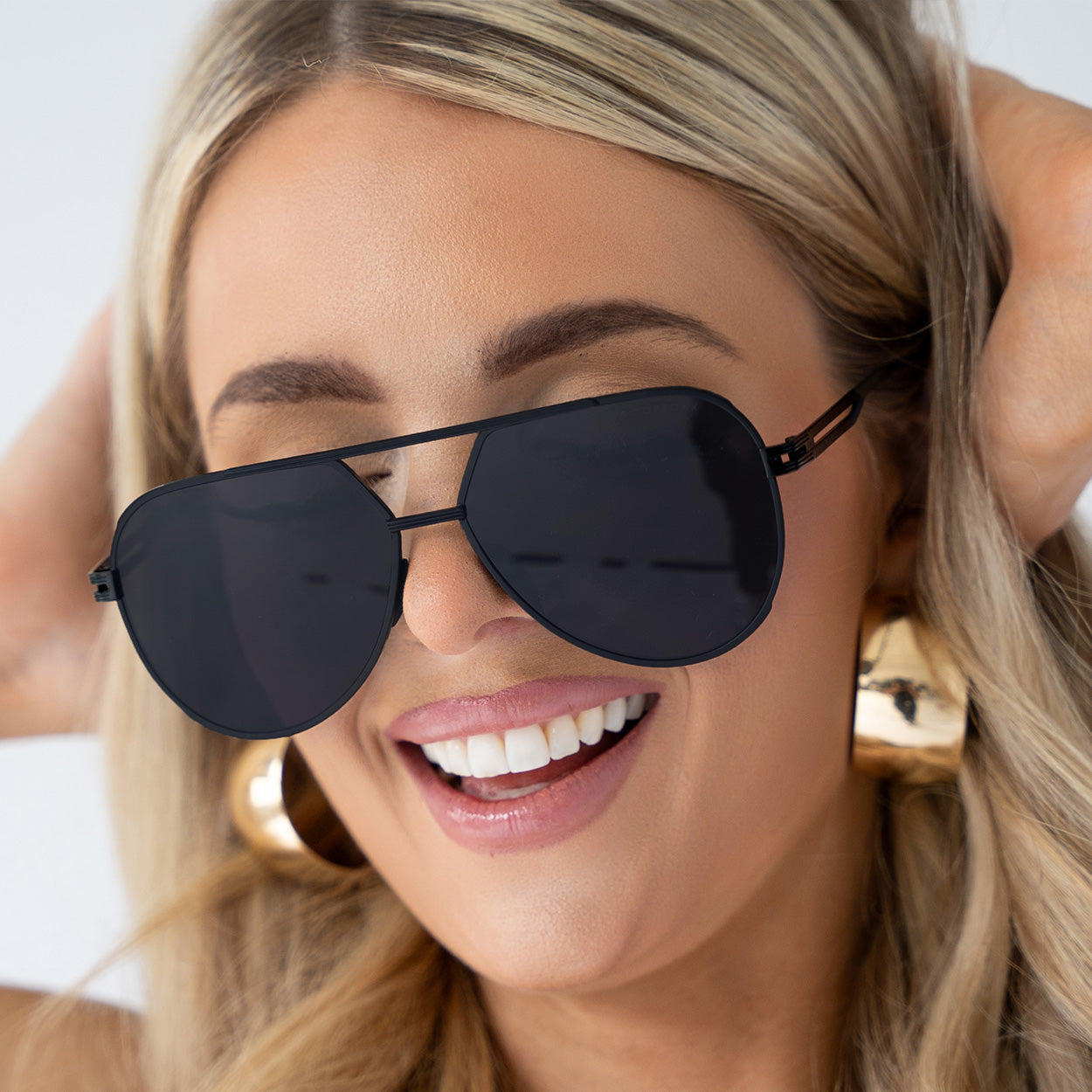 Untangled X Emily Black Aviator Sunglasses Tangle Free