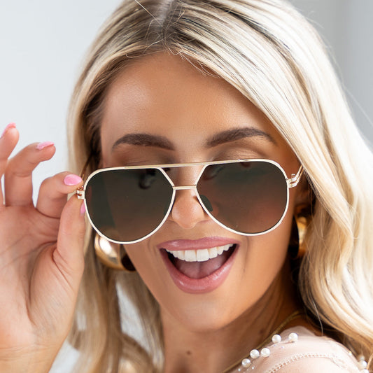 Untangled X Emily Rose Tangle Free Brown Aviator Sunglasses