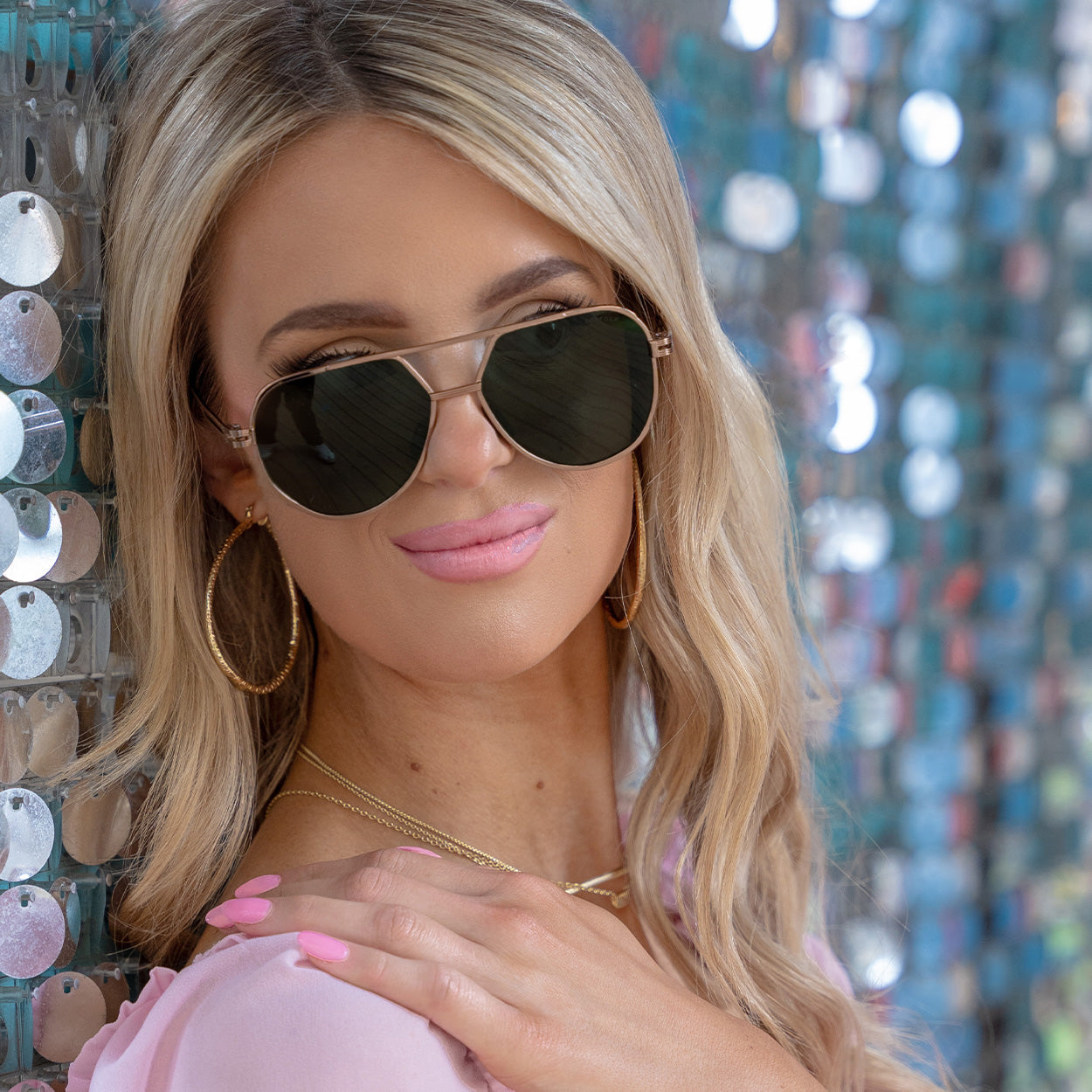 Untangled Emily Rose Olive Aviator Sunglasses Tangle Free