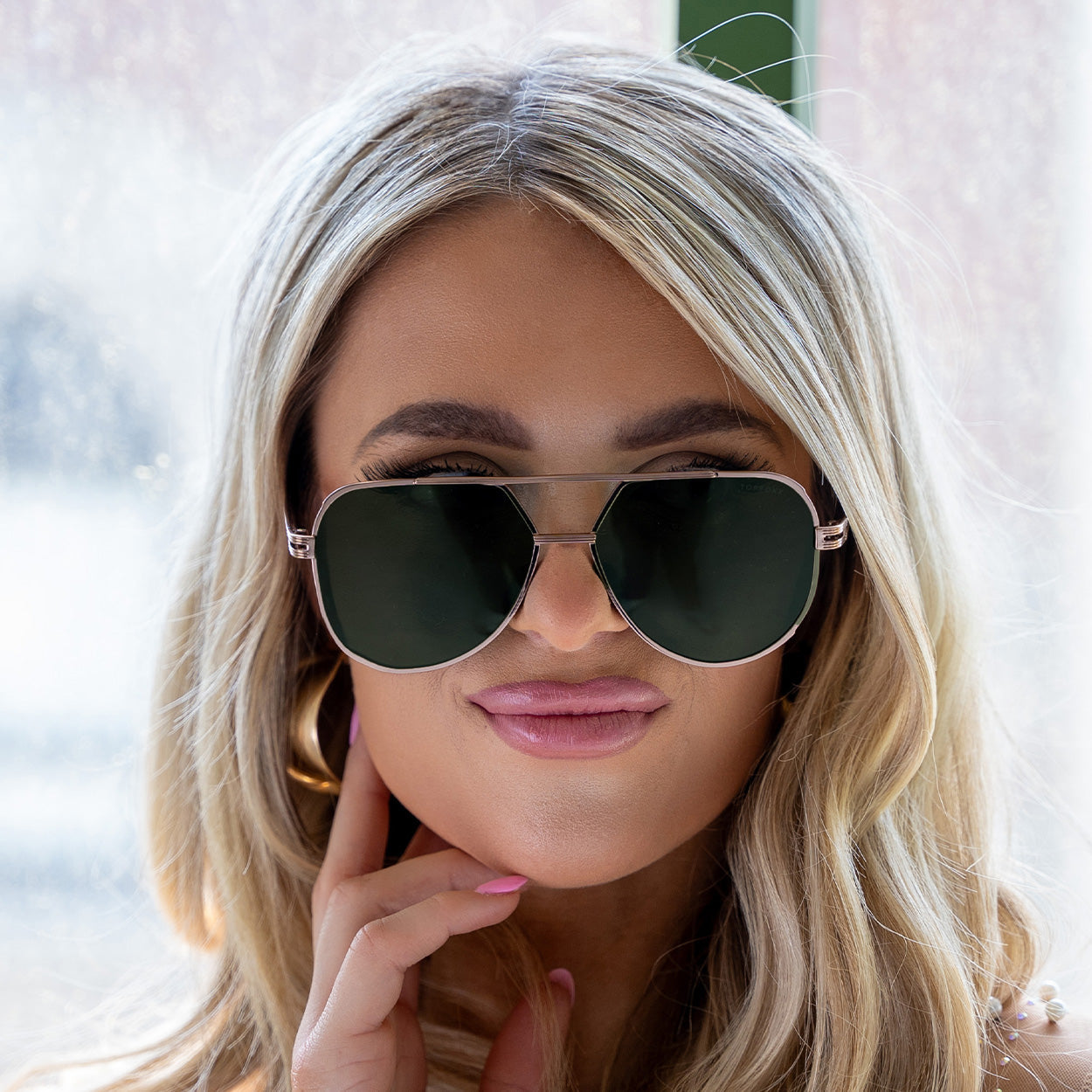 Untangled Emily Rose Olive Aviator Sunglasses Tangle Free