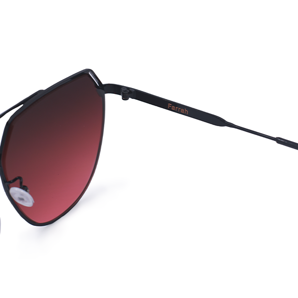 Farrah Black Frame Ruby Lens Square Aviator Sunglasses