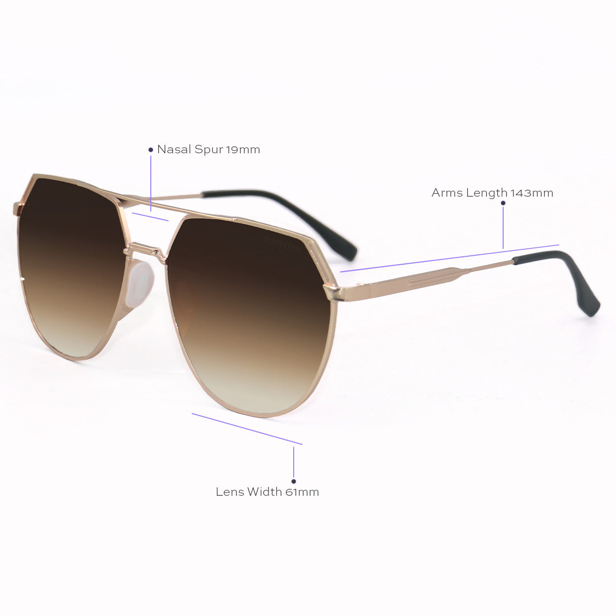 Farrah Brown Tangle Free Aviator Sunglasses Oversized Retro