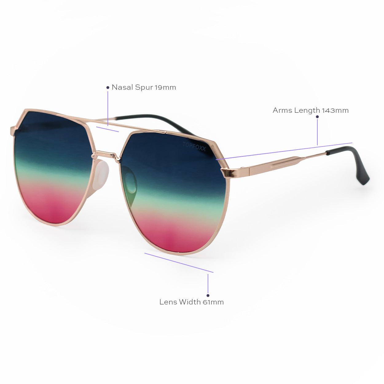 Farrah Pride Tangle Free Aviator Sunglasses All Day Comfort