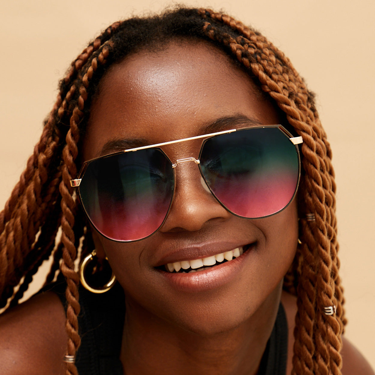 Farrah Pride Tangle Free Aviator Sunglasses All Day Comfort