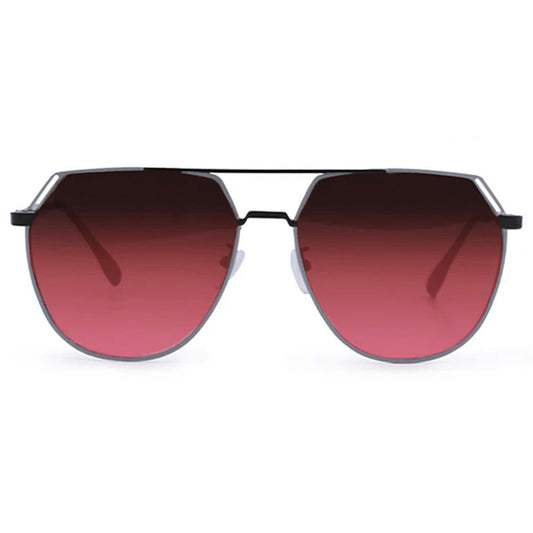 Farrah Black Frame Ruby Lens Square Aviator Sunglasses