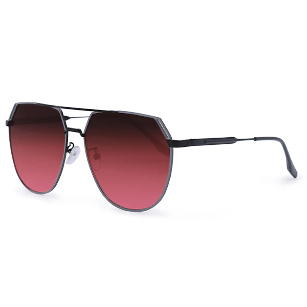 Farrah Black Frame Ruby Lens Square Aviator Sunglasses