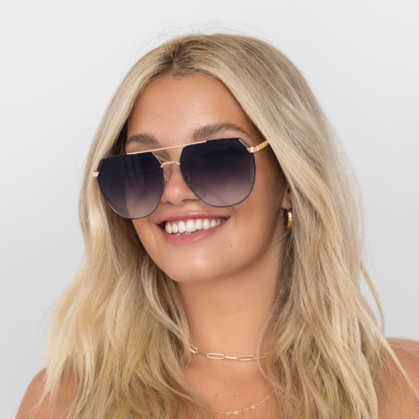 Farrah Midnight Square Aviator Sunglasses Oversized Retro