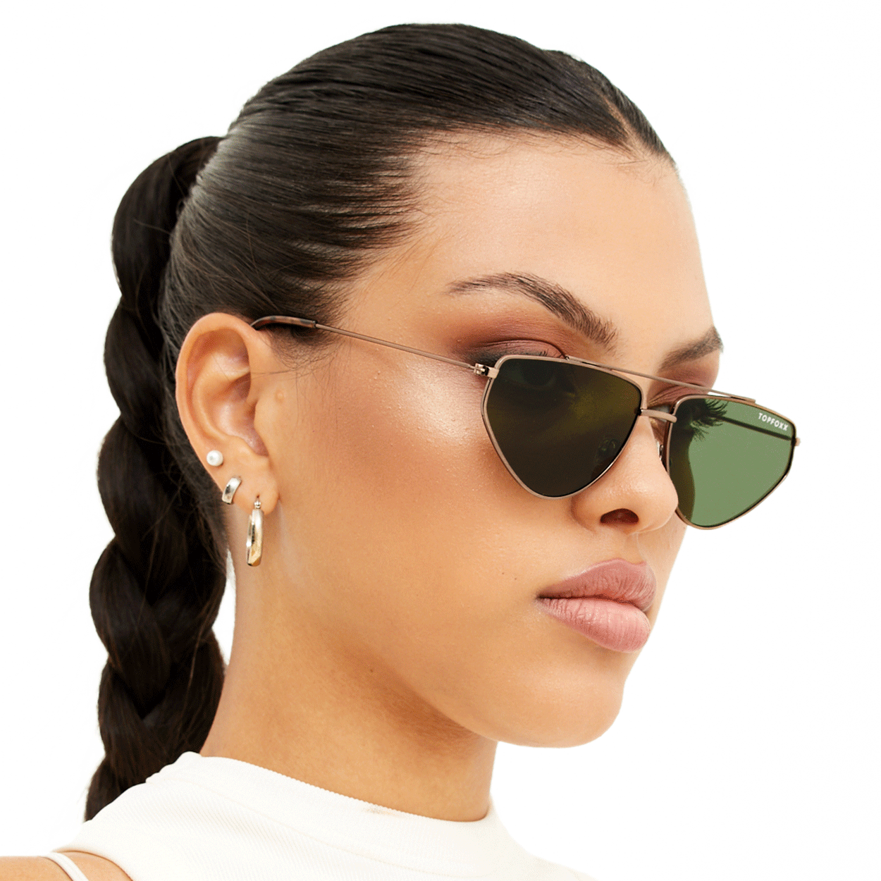 Hasta La Vista Dark Green Geometric Cat Eye Sunglasses