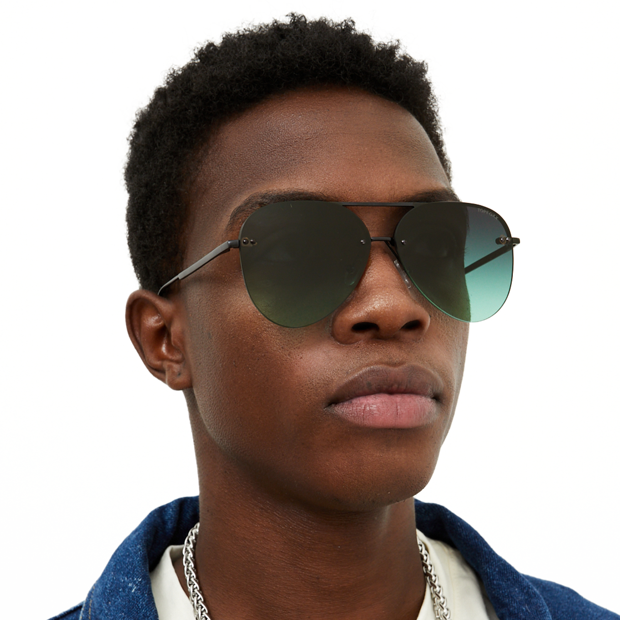 Smaller Megan 2 Dark Green Metal Aviator Sunglasses