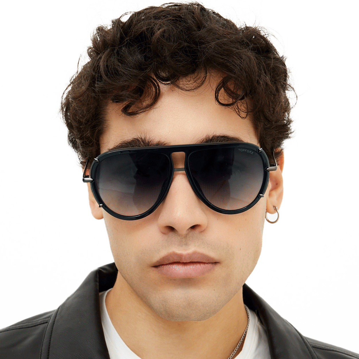 Ivy Luxe Black Tangle Free Round Aviator Sunglasses