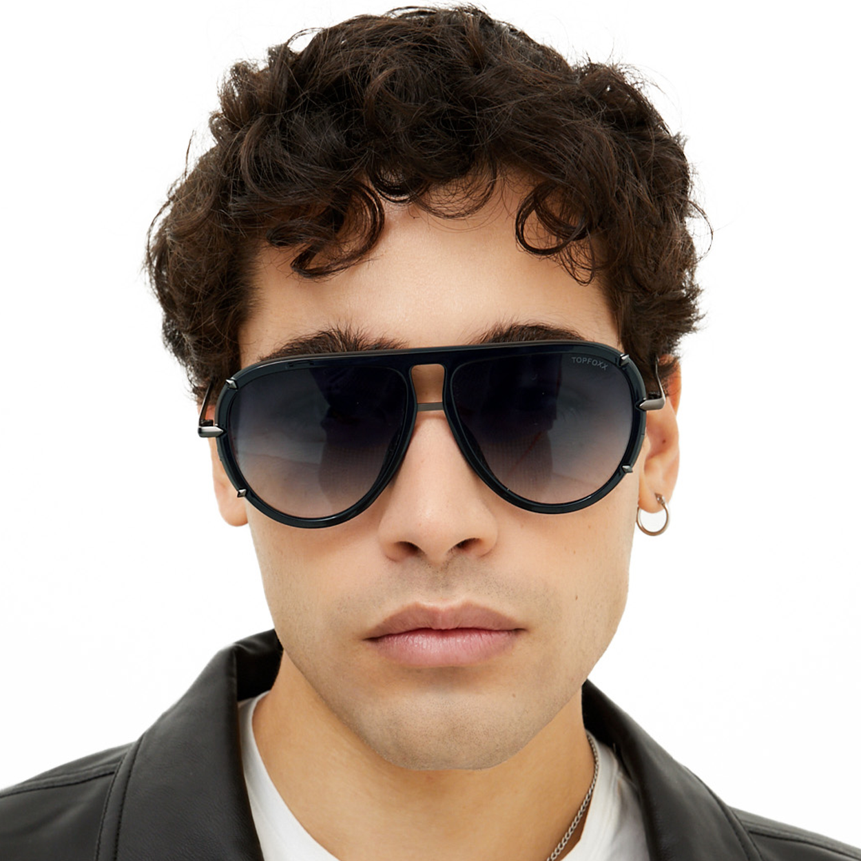 Ivy Luxe Black Tangle Free Round Aviator Sunglasses