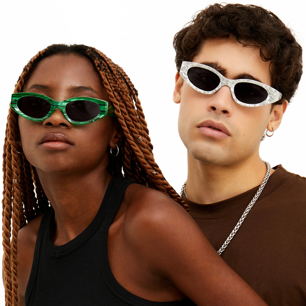 Kat X Money Moves Green Cateye Sunglasses By Kat Fairchild