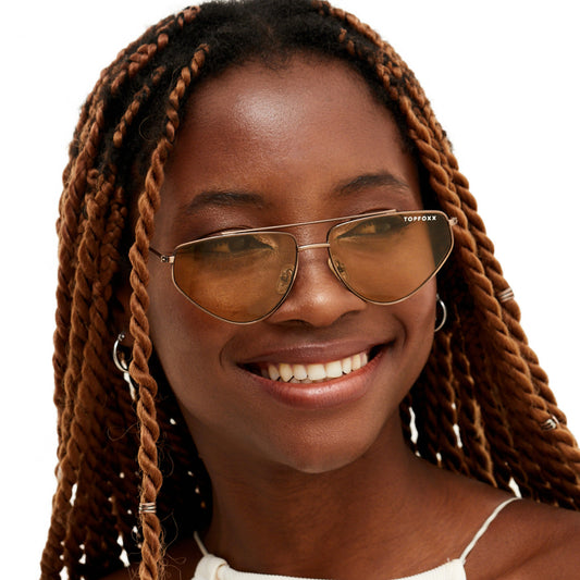 Hasta La Vista Yellow Geometric Cat Eye Aviator Sunglasses