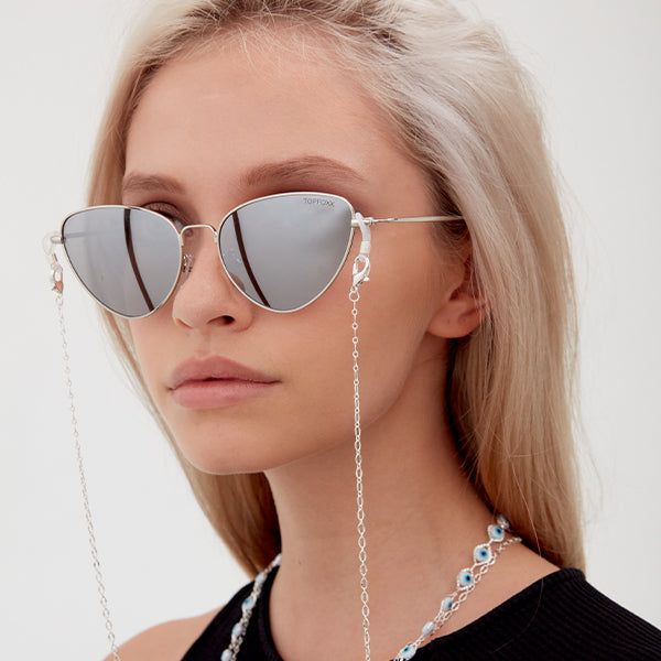 Felina Silver Cat Eye Sunglasses Luxurious Frame TopFoxx