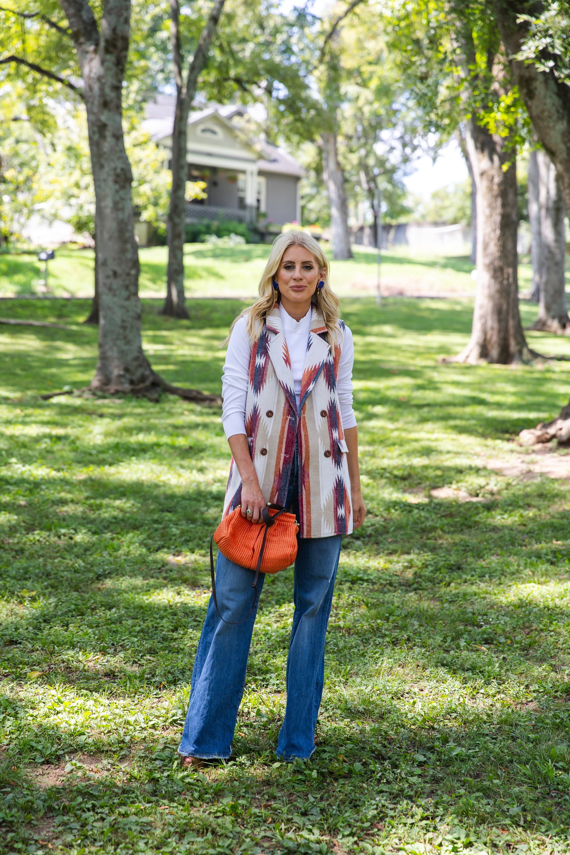 Sonora Double Breasted Vest With Oversized Fit Flap Pockets