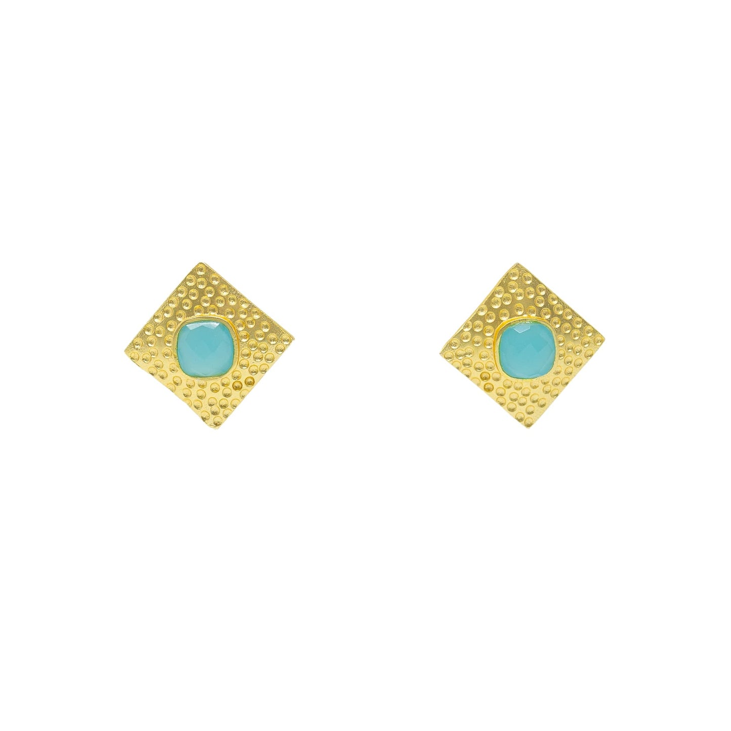 Colgante Pitón de Diamante Dorado y Calcedonia Azul Martillada