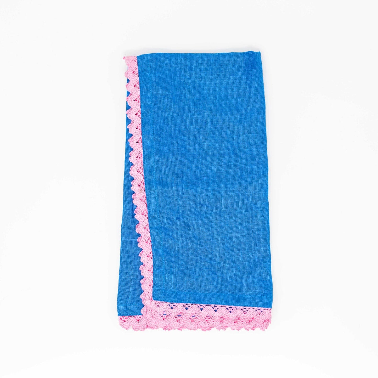 Juego de servilletas de lino con ribete de encaje rosa de 20 x 20 pulgadas, 4 u 8