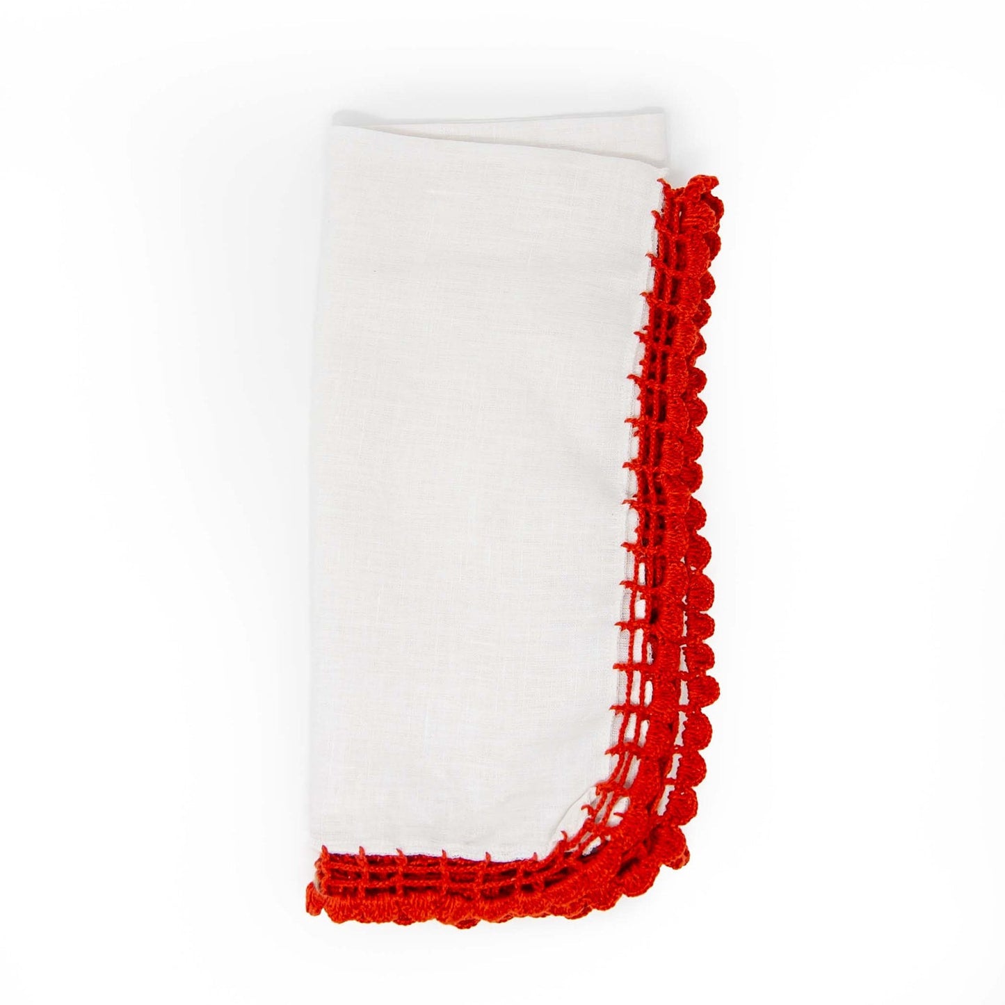 Servilletas de lino tejidas a crochet rojas de 50 x 50 cm (paquete de 4 u 8)