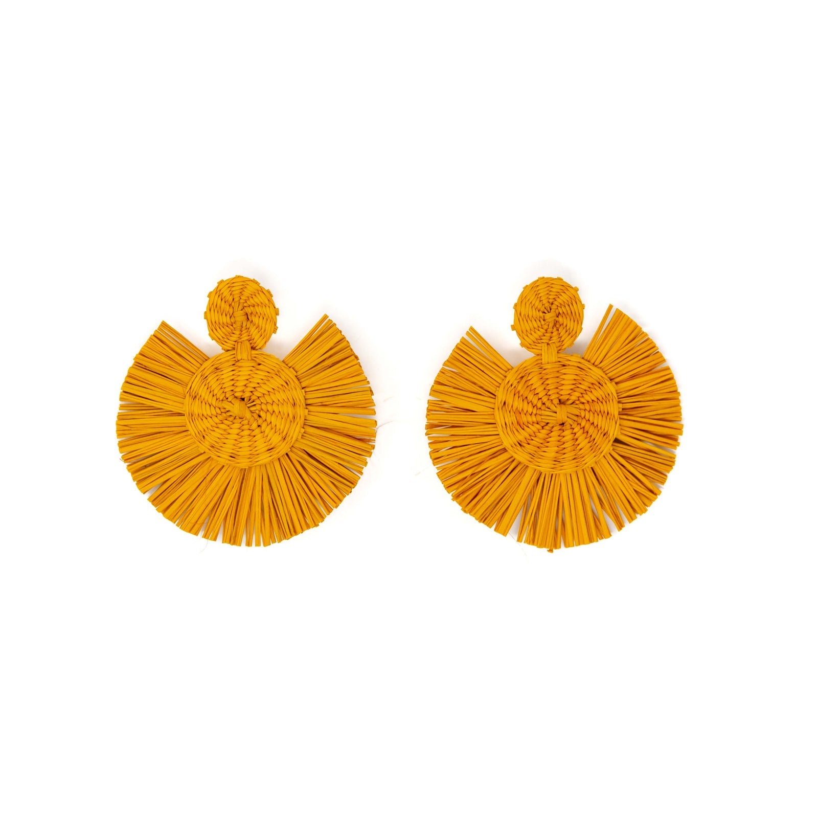 Raffia Fan Earring Hand Woven Design 3 Inch Square Gift