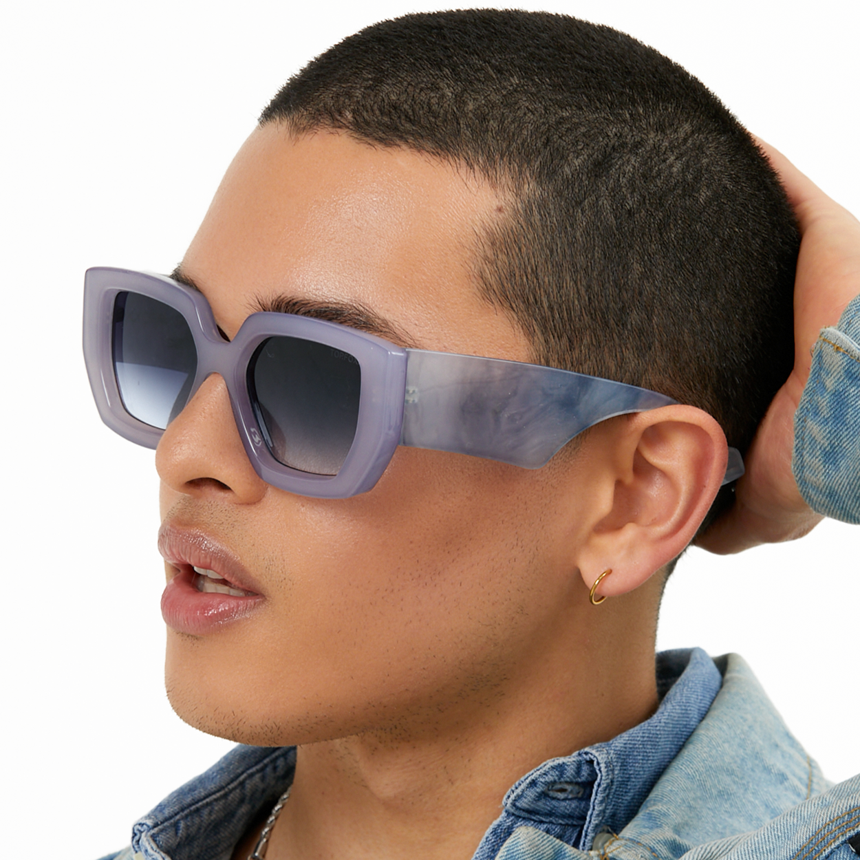 Incognito Lilac Marble Arm Oversized Sunglasses TopFoxx