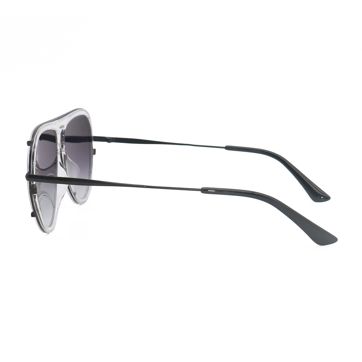 Ivy Luxe Clear Black Round Aviator Sunglasses Eco Friendly