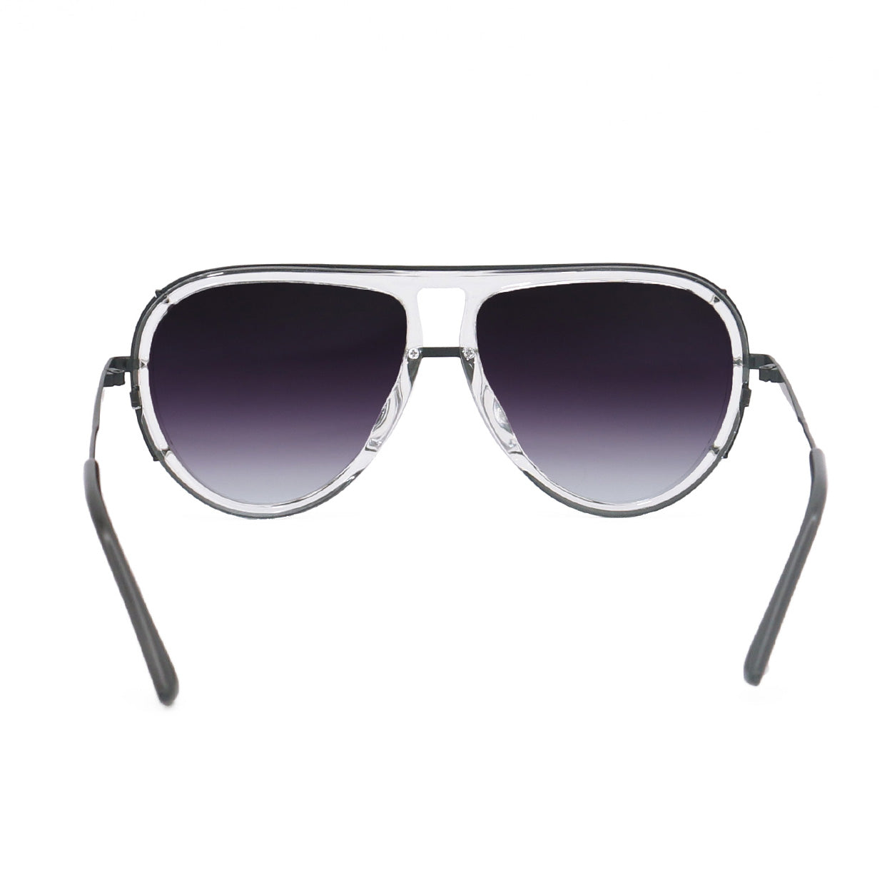 Ivy Luxe Clear Black Round Aviator Sunglasses Eco Friendly
